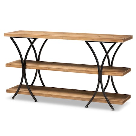 Baxton Studio Terrell Modern Natural Brown Finished Wood and Black Finished Metal Console Table 178-11316-Zoro